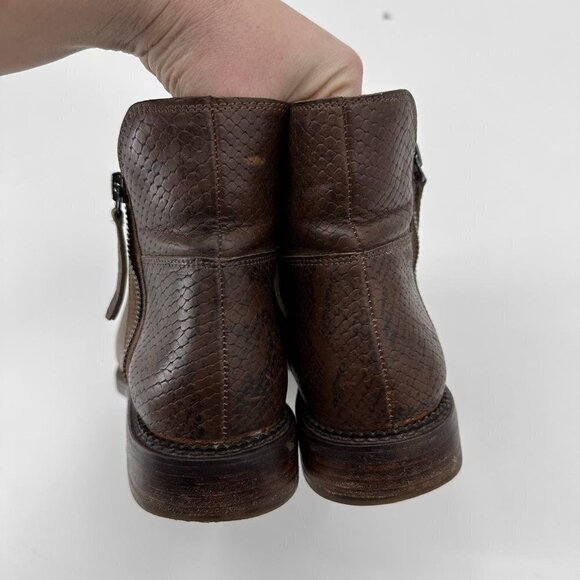 Franco Sarto Boots Halford Faux Leather Embossed Snake Brown Zip Size 8.5 - Picture 6 of 9